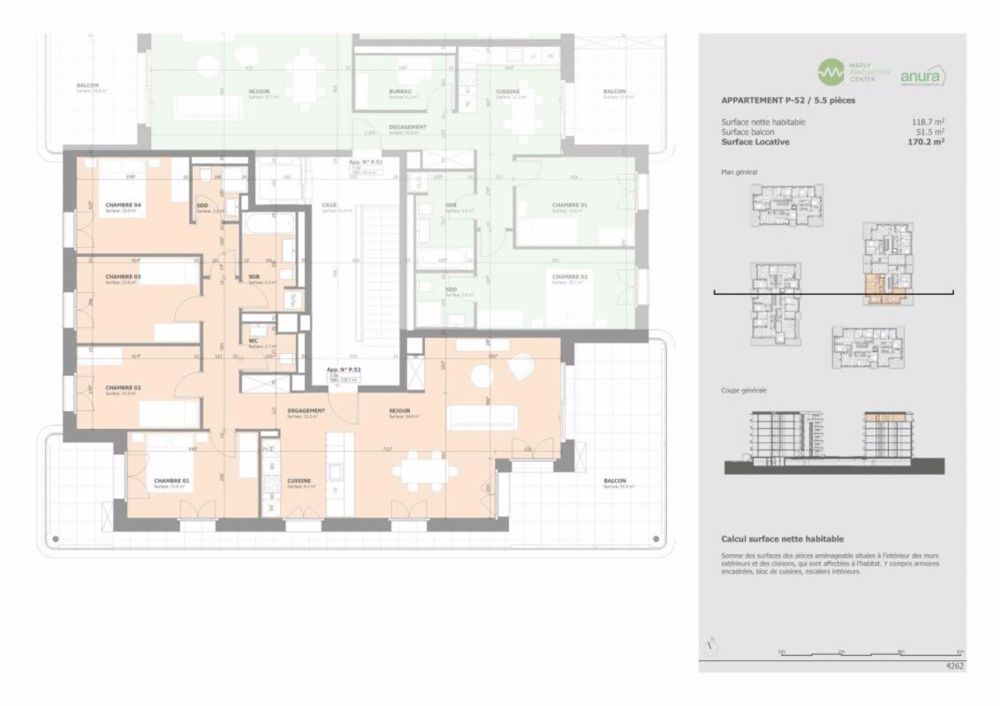 Prairie 4 - 5,5-Zimmer-Attikawohnung - Plan appartement