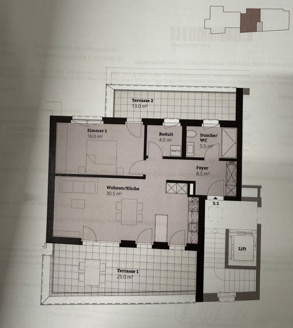 Moderne 2.5-Zimmer-Wohnung mit zwei Balkonen 2 Gehminuten vom Bahnhof Dübendorf entfernt - Bild 2