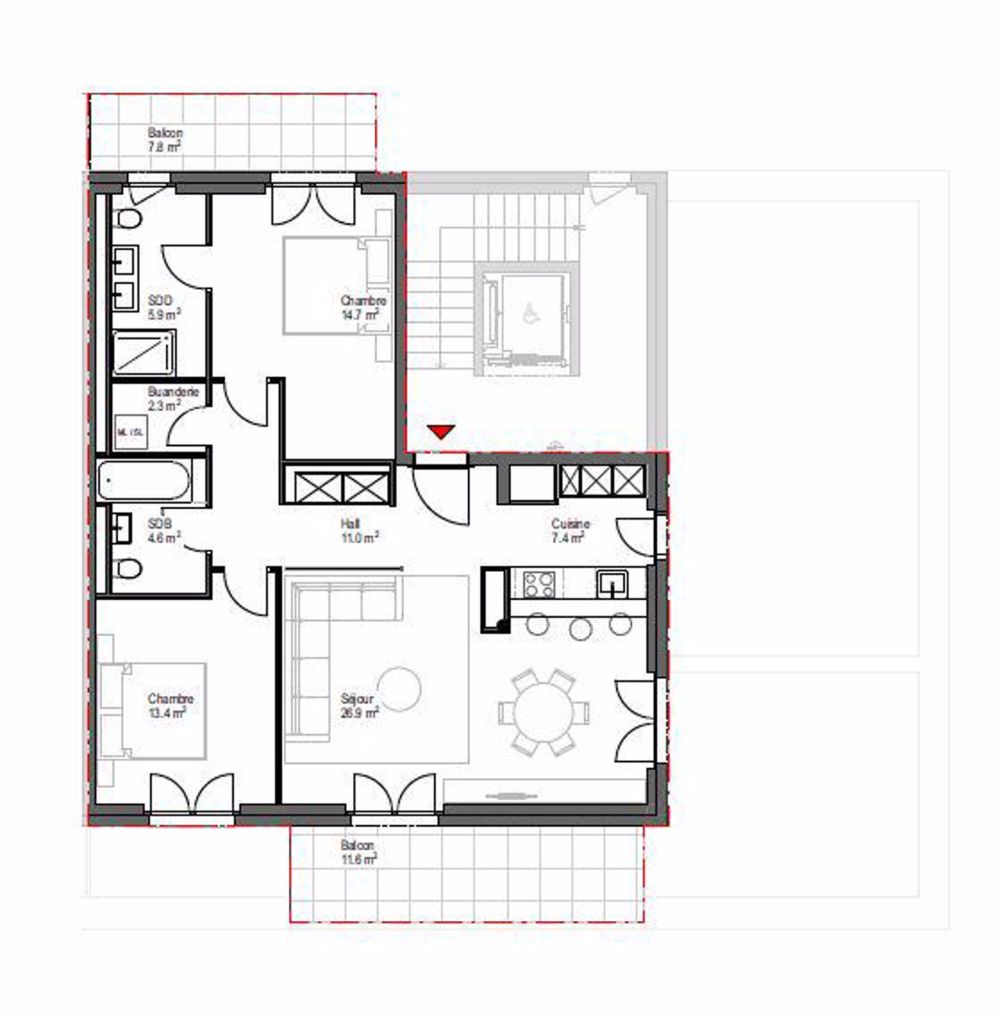 Neuf ! Appartement de 3.5 pièces au 4ème étage avec balcons - Bild 11