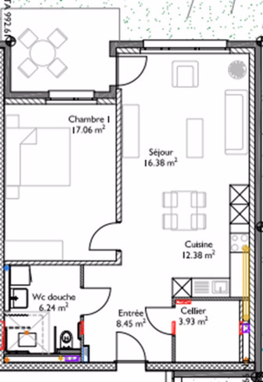 Appartements adaptés ou protégés de 65 m2 - Plan