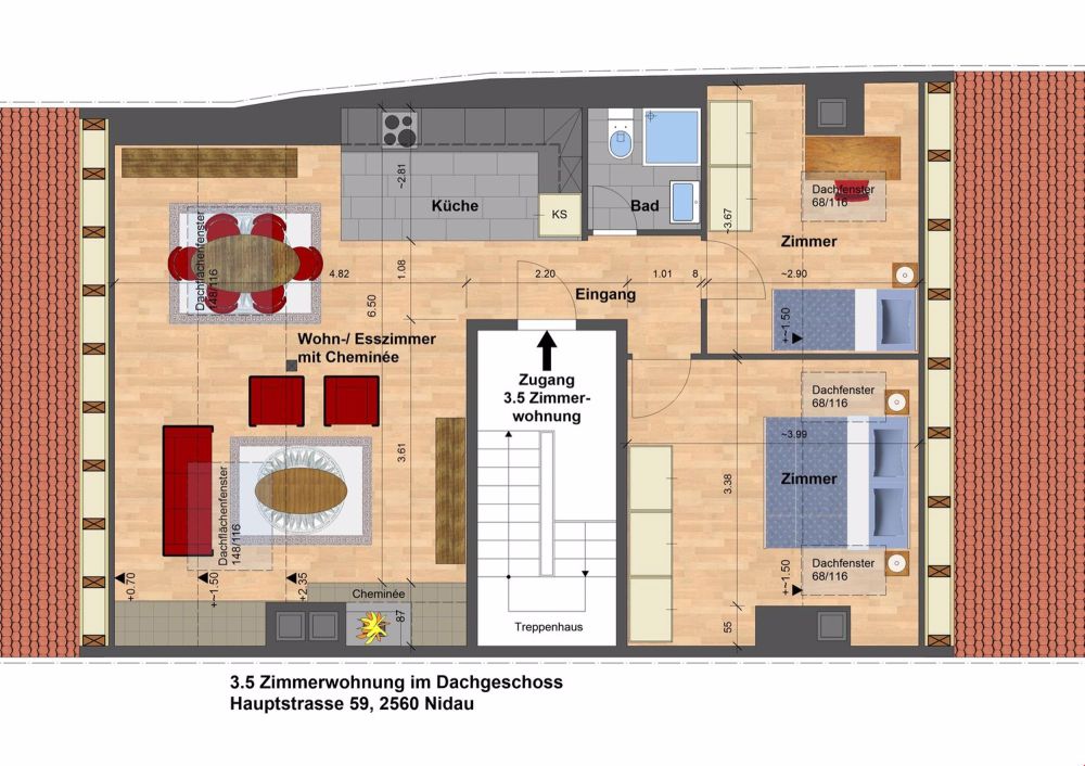 Charmante 3 Zimmer Dachgeschosswohnung im Dorfkern von Nidau - Bild 9
