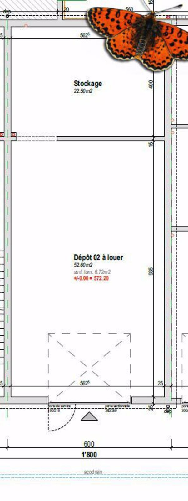 Dépôt avec bureau - Plan rez