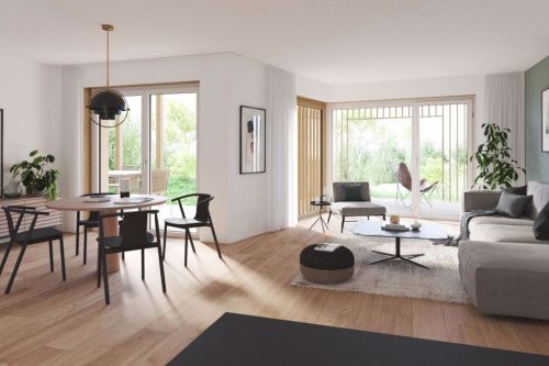 Heller, eleganter Wohnbereich mit sonnigem Sitzplatz
