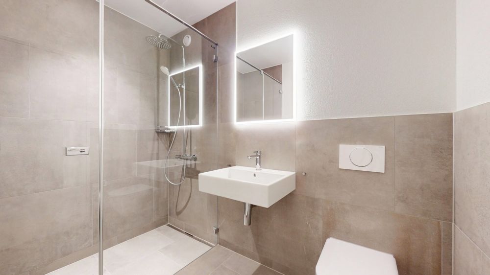 Neubau am Bächli - 3.5-Zimmerwohnung mit Stil - Badezimmer mit Dusche