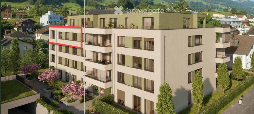 Sonnige 3.5-Zimmer-Neubau-Wohnung mit herrlicher Aussicht in die Berge - Bild 3