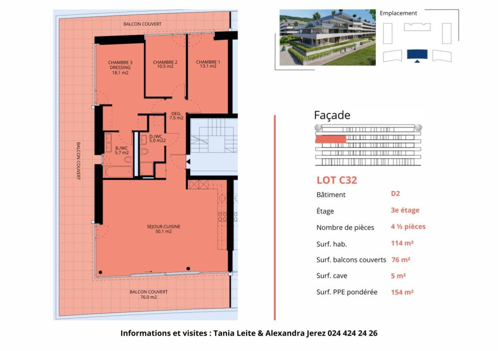 Luxueux 4.5 pièces traversant avec balcon couvert de 76m2 et vue lac - Bild 13
