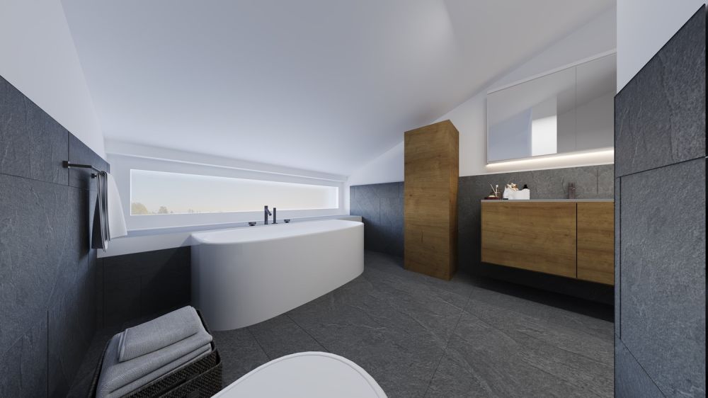 Moderne Doppelhaushälften im Erstbezug - stilvolles Wohnen in Unterlunkhofen - Badezimmer DG