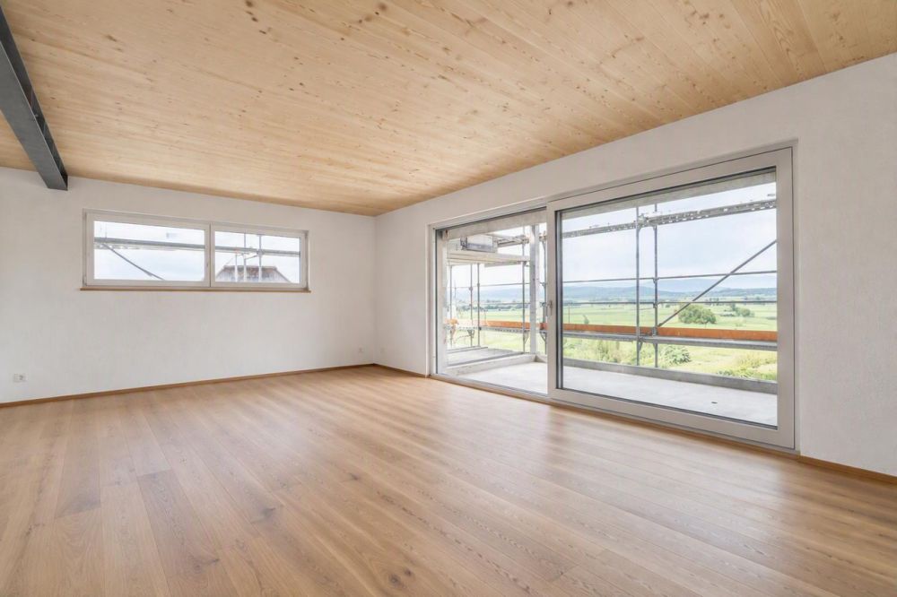 attraktive und grosszügige 3.5-Zimmer Neubauwohnungen zu vermieten - Obergeschoss - Wohnzimmer KI generiert