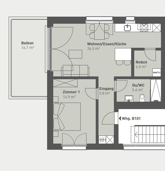 Moderne 2.5-Zimmer-Wohnung mit grossem Balkon in Schinznach-Bad - Bild 6