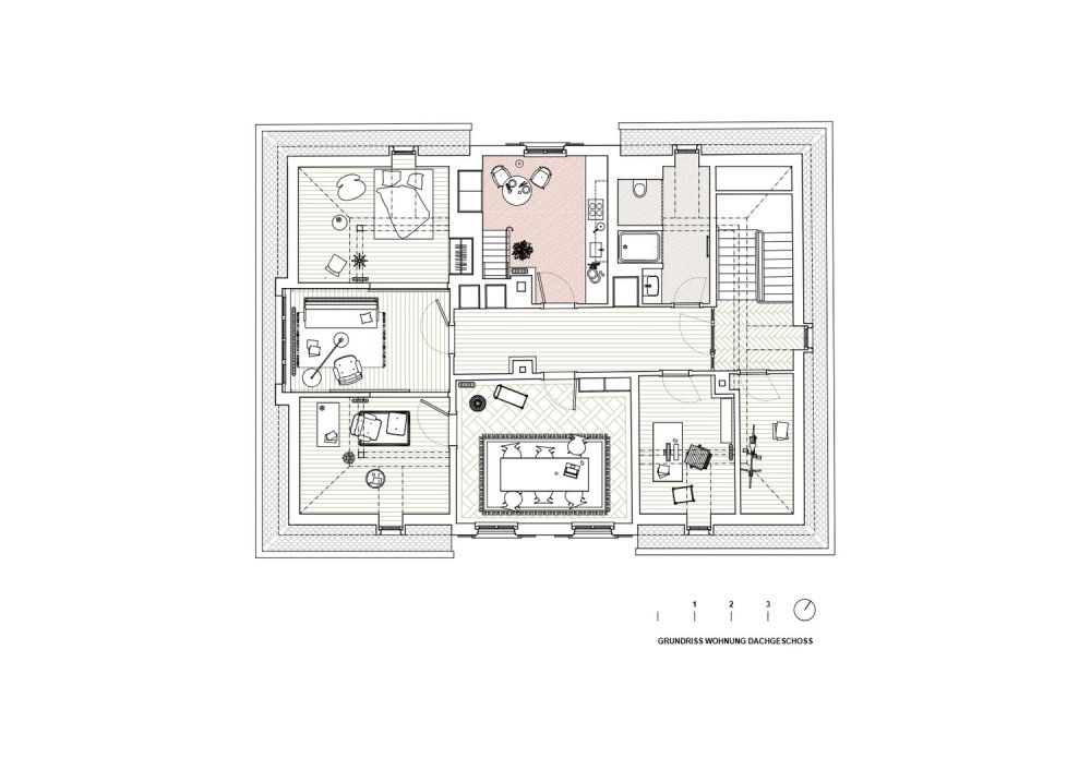 Erstbezug Dachgeschosswohnung - wenige Gehminuten vom Zentrum - Grundriss Wohnebene