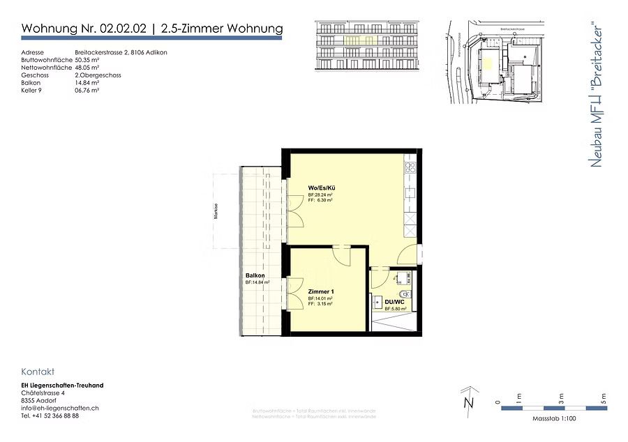 Moderne 2.5-Zimmer-Wohnung in zentraler Lage von Adlikon - Bild 3