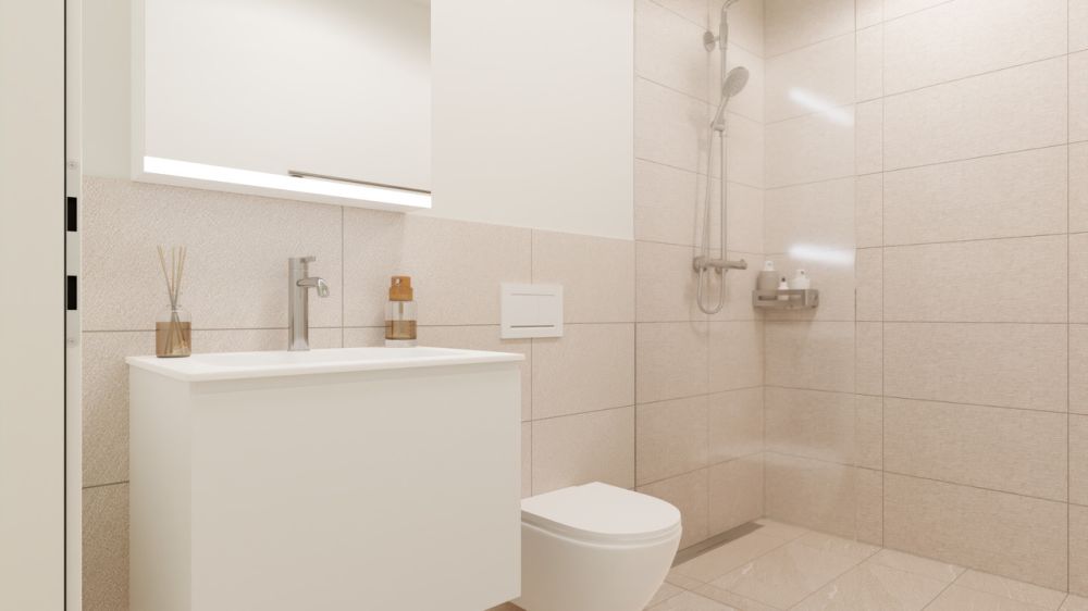 Hochwertige 3.5 Zimmerwohnung mit zwei Badezimmer und zwei Loggien - Badezimmer mit stufenloser Dusche