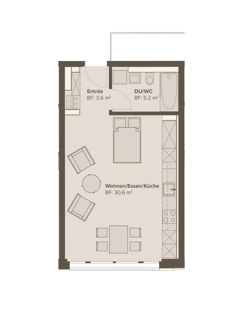 Erstbezug: zentrale und komfortable 1.5-Zimmer-Wohnung - Bild 6