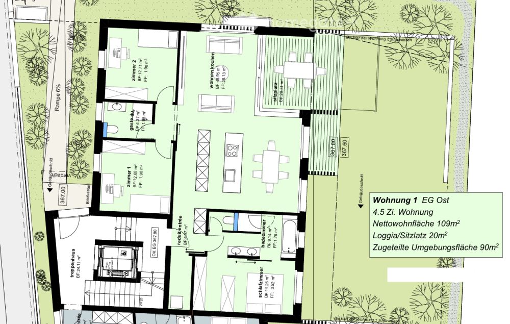 Moderne 4.5-Zimmer-Neubauwohnung mit Garten in Würenlingen - Bild 2