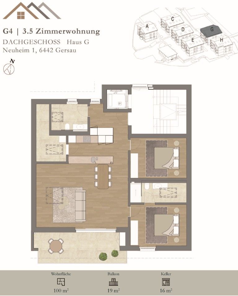 Helle, neue luxuriöse 3½ Zimmer Wohnung (G4) im DG mit grossem Balkon - Bild 13
