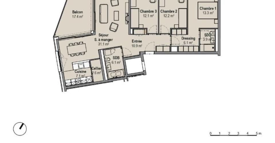 05720 - Appart. 4½ PCES - IMP. CHAMP-RIOND 7 - MATRAN - Appartement 4.5 pièces - image - 9