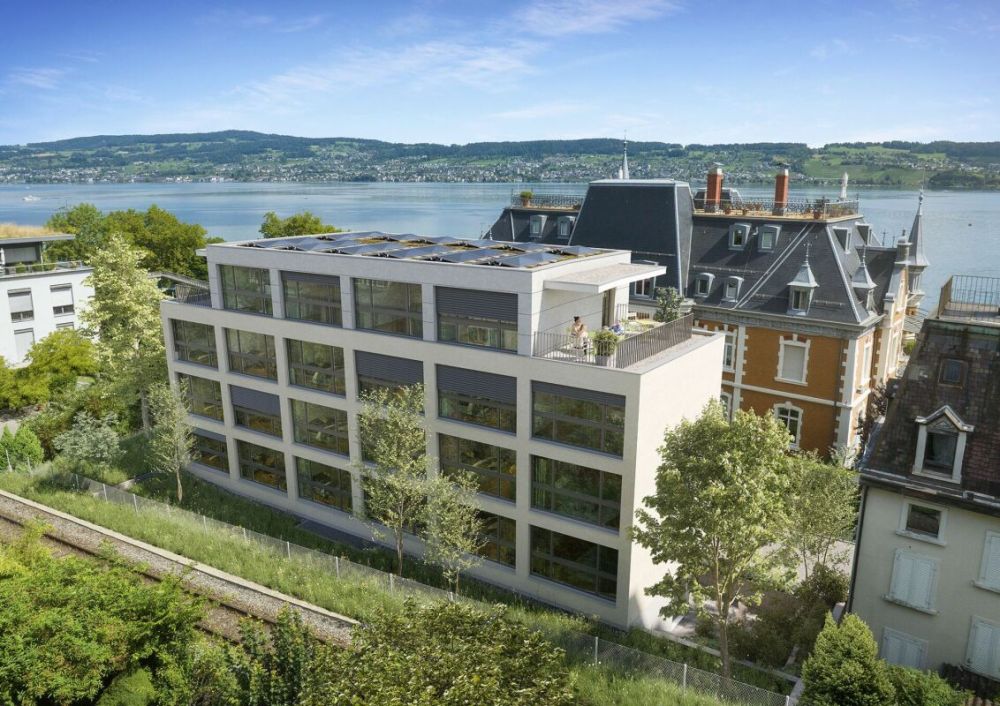 Erstbezug ab 01.03.2027 - Moderne, möblierte Studios mit Seesicht in Wädenswil - Gemeinschafts Terrassen links und rechts