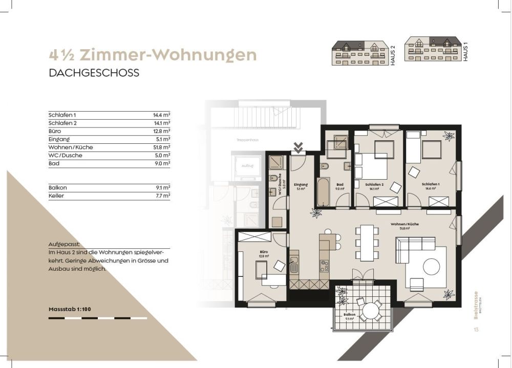 Hochwertige Neubau-4.5-Zimmer-Dachwohnung in Brüttelen - Bild 4