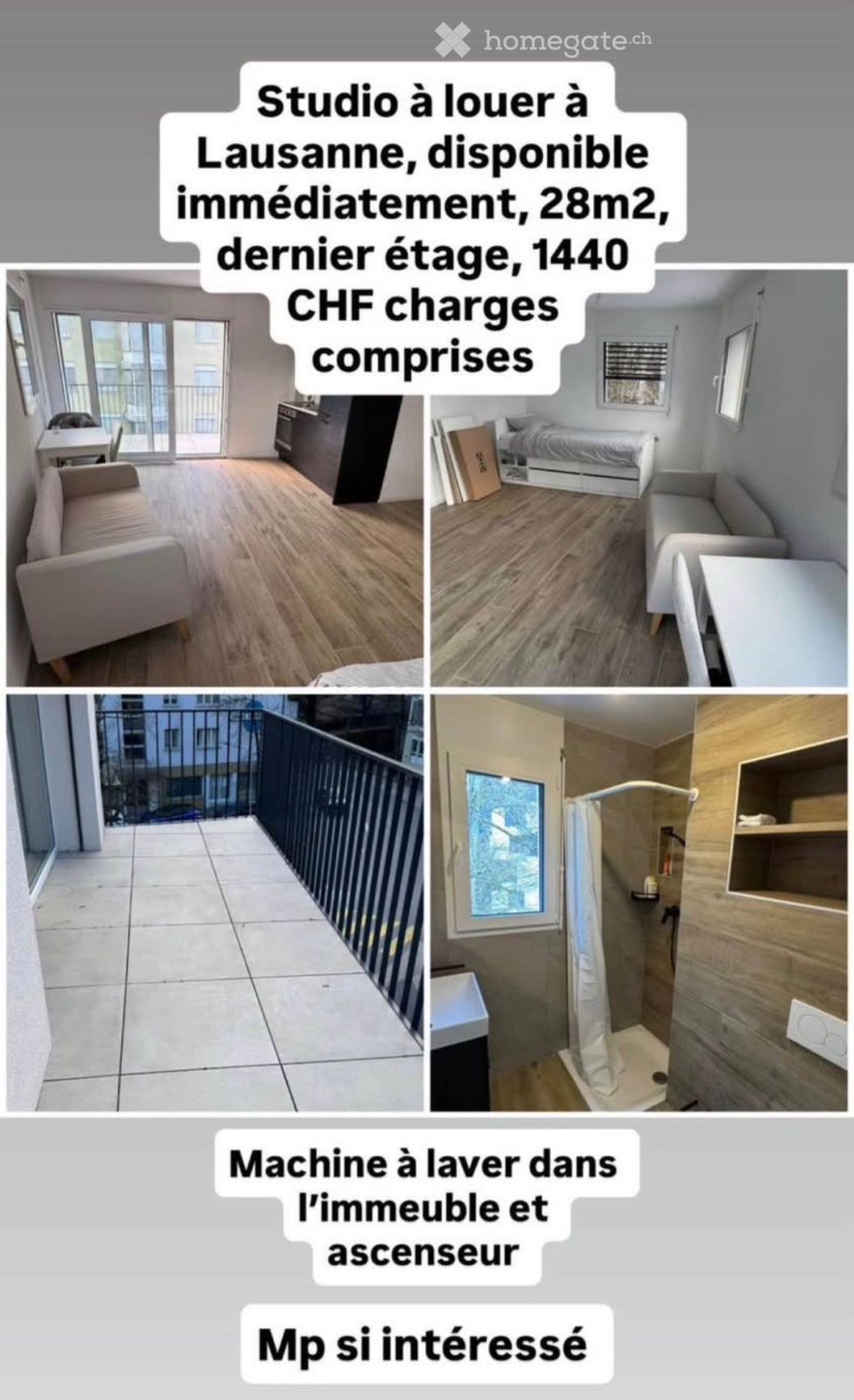 Studio moderne et lumineux au dernier étage à Lausanne - Bild 1