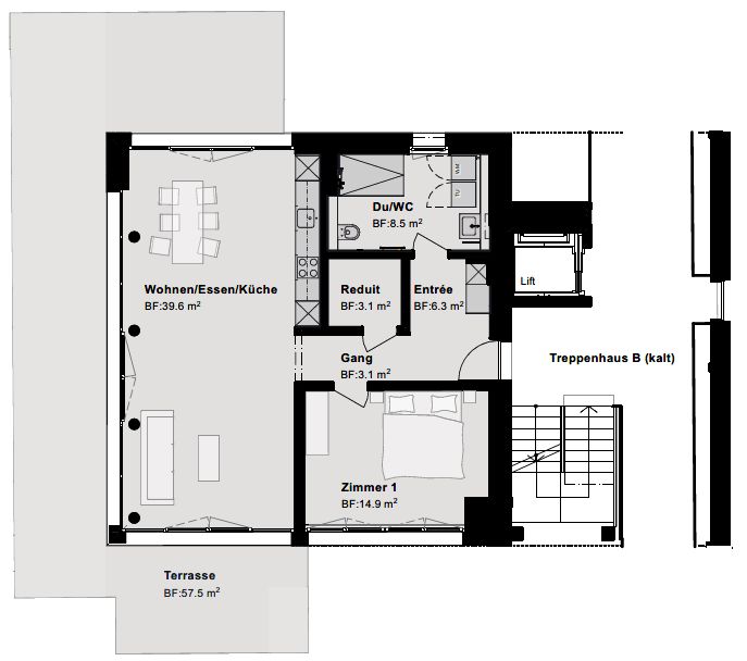 Hochwertige Neubauwohnungen im Herzen von Dachsen - Grundriss B.0.1