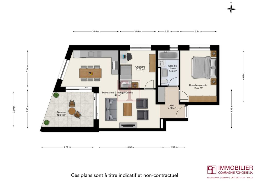 Le Clos du Centre - Appartement de 3.5 pièces - Plan appartement