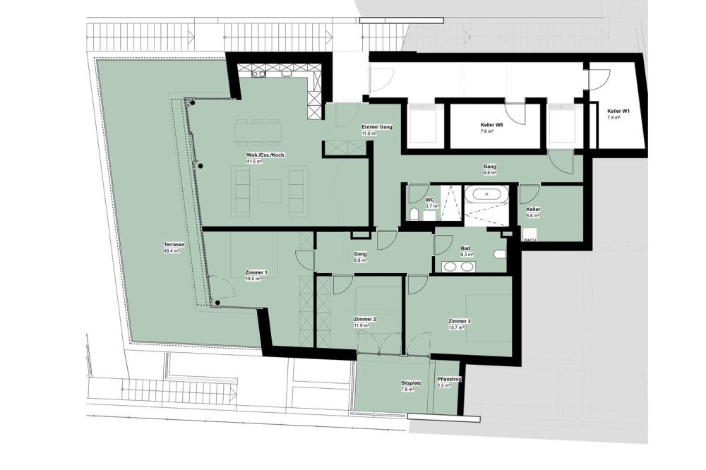 Erstvermietung -Exklusive 4.5 Zimmer-Geschosswohnung mit Aussicht  -  W3 - Bild 2