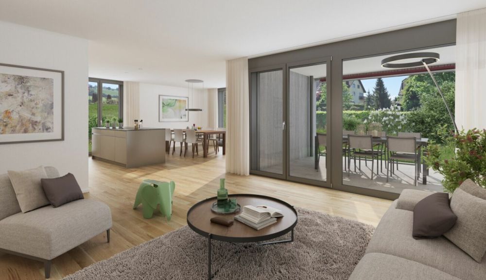 Moderne Neubauwohnungen in Fahrwangen - ruhig gelegen + zentrumsnah - Visualisierung Erdgeschoss