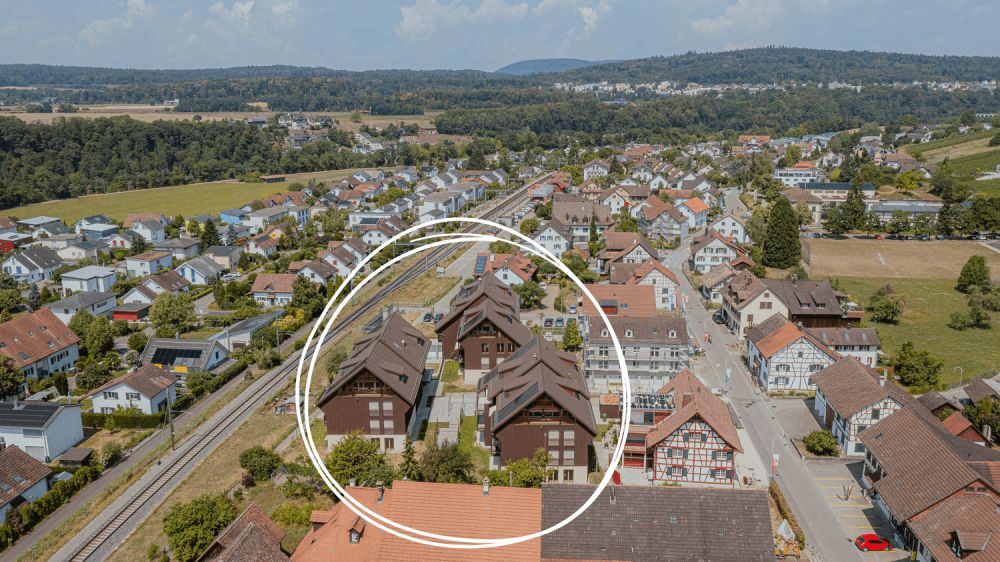 Hochwertige Neubauwohnungen im Herzen von Dachsen - Häuser eingekreist