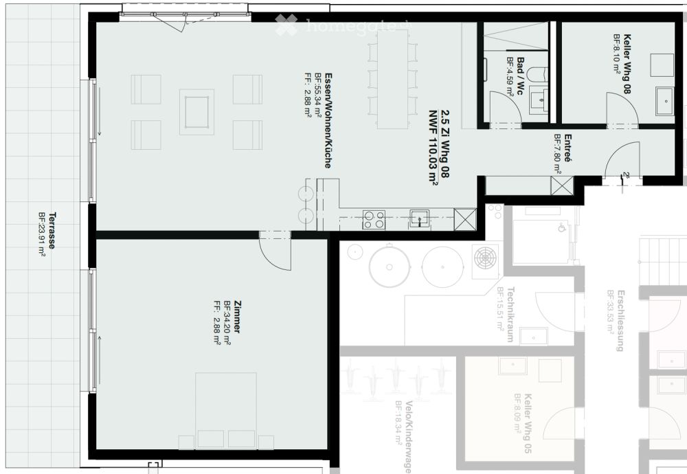 Erstvermietung 2.5-Zimmerwohnung im EG mit Gartensitzplatz in Bassersdorf - Bild 3