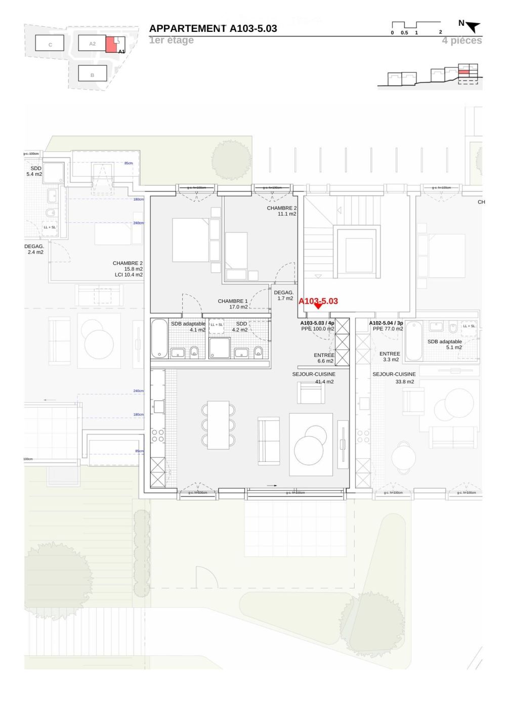 Bernex centre – Appartement neuf 4 pièces de 100 m² avec parking (prise électrique installée) + Cave - Bild 1