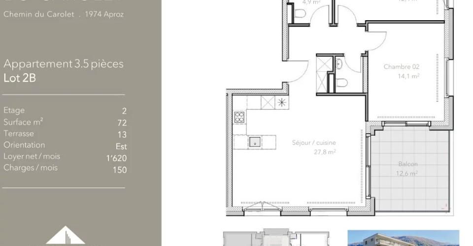Dernier 3.5 pièces (lot 2B) avec terrasse de 13 m² dans petit immeuble - Appartement 3.5 pièces - image - 6