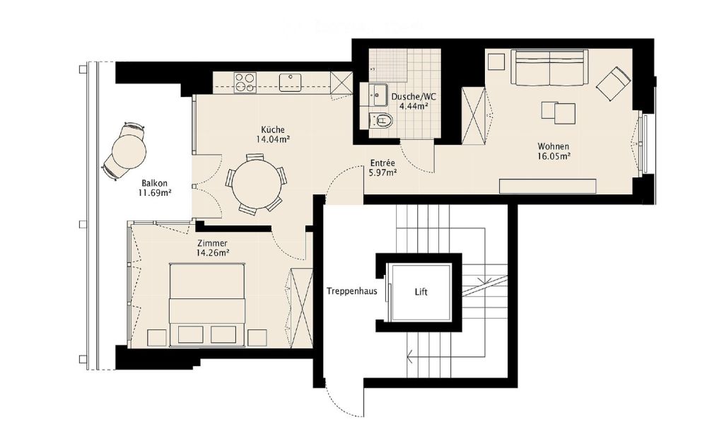 Moderne 2-Zimmer-Genossenschaftswohnung mit Balkon und Blick auf den Kannenfeldpark - Bild 1