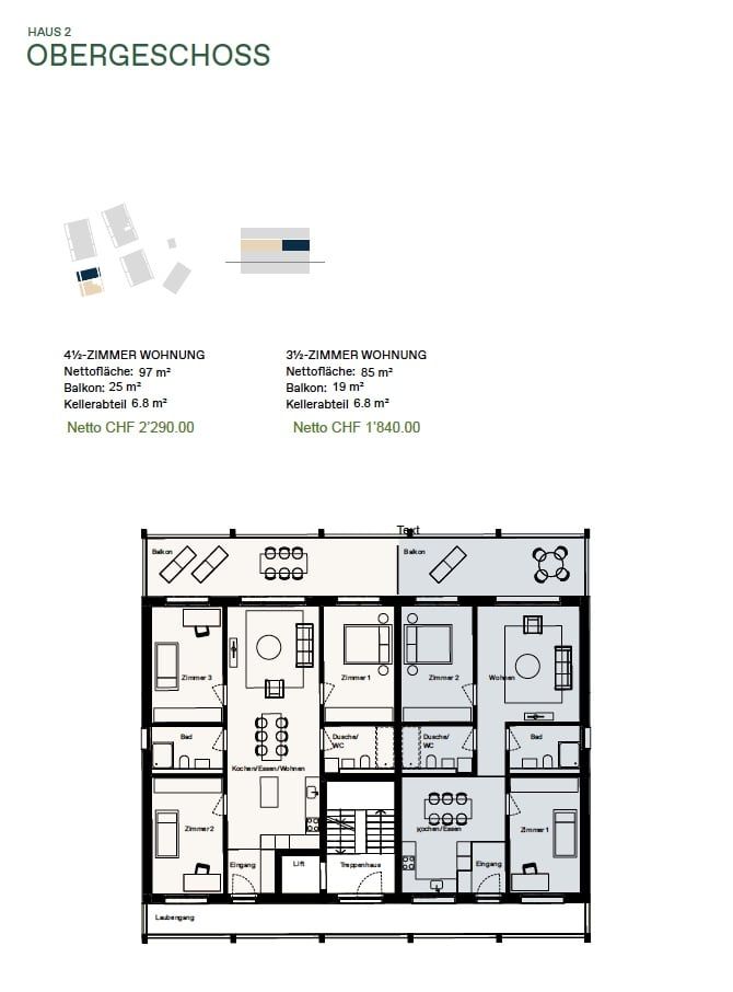 NEUBAU 3.5- und 4.5-Zimmerwohnung mit grossenen Balkonen oder Gartensitzplätzen - Bild 7