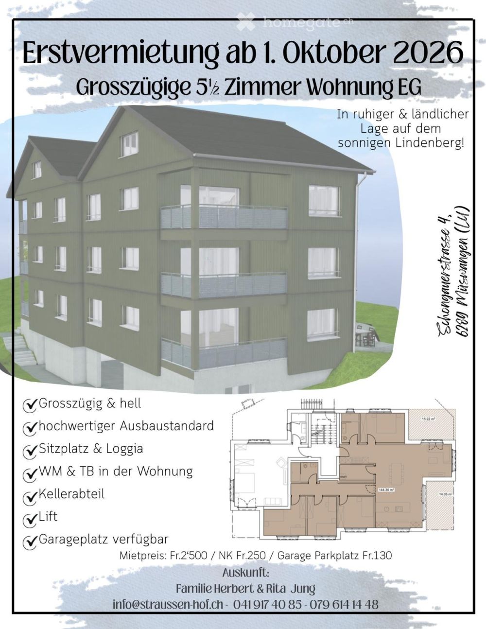 Erstvermietung Geräumige 5.5 Zimmer-Wohnung in Müswangen - Bild 1