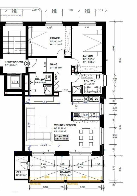 Zu vermieten 3½ Zi.-Erstbezugswohnung an der Käsernstrasse 9 in 8355 Aadorf - Obergeschoss Wohnung 3