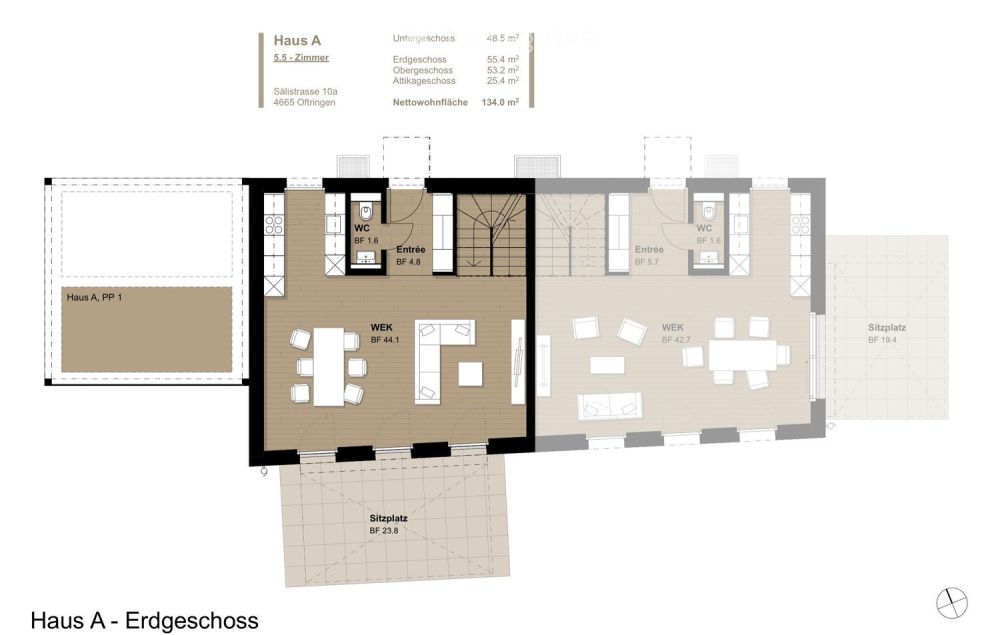 Modernes 5.5-Zimmer-Doppelhaus mit Attika-Terrasse und Garten – Neubau in Oftringen - Bild 7
