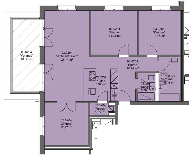 Attraktive 4.5 Zimmer-Wohnung mit grosszügigem Balkon zu vermieten! - Grundriss