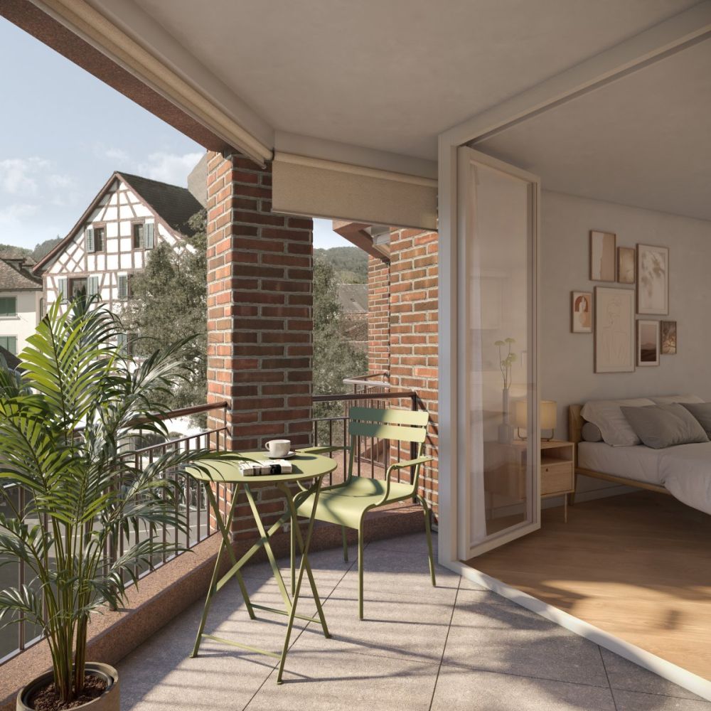 Klimatisierte 2.5 Zimmerwohnungen mit Concierge, Fitness und Pool - Balkon