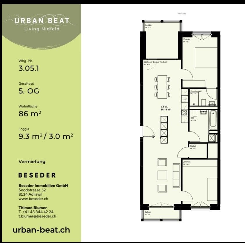 Helle 3.5-Zimmer-Wohnung im 5. OG mit Loggia und Balkon in Kriens - Bild 2