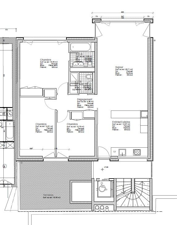 modern appartement Eaux-Vives - Plan 3ieme