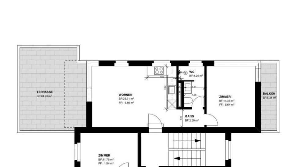 moderne 2.5 Zimmer-Wohnung im Zentrum von Rorschach! - Grundriss