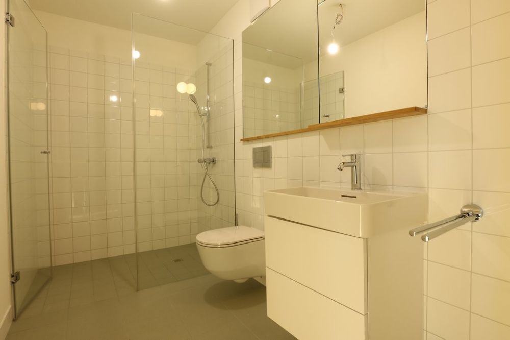 Helle Wohnung mit Gartensitzplatz und Waschturm nach Erstbezug - Dusche/WC