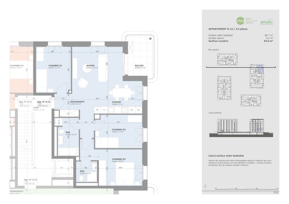 Neue Wohnungen mit 4.5 Zimmern - Plan O-12