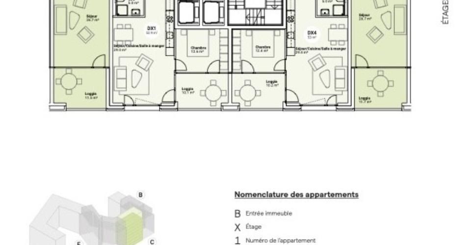 Appartement D63 neuf de 3.5 pièces à louer sur plan - Appartement 3.5 pièces - image - 7