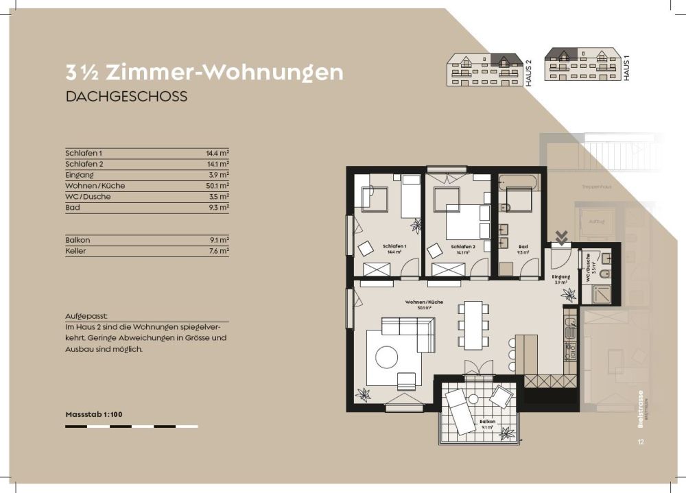 Hochwertige Neubau-3.5-Zimmer-Dachwohnung in Brüttelen - Bild 4