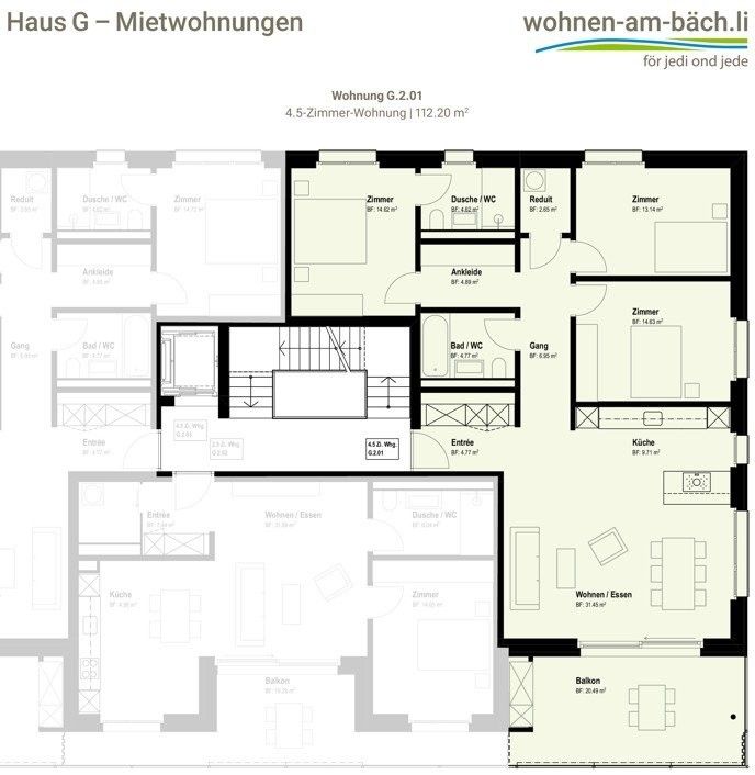 Neubau am Bächli - Ihre 4.5-Zimmer-Traumwohnung mit Aussicht - Grundriss G.2.01