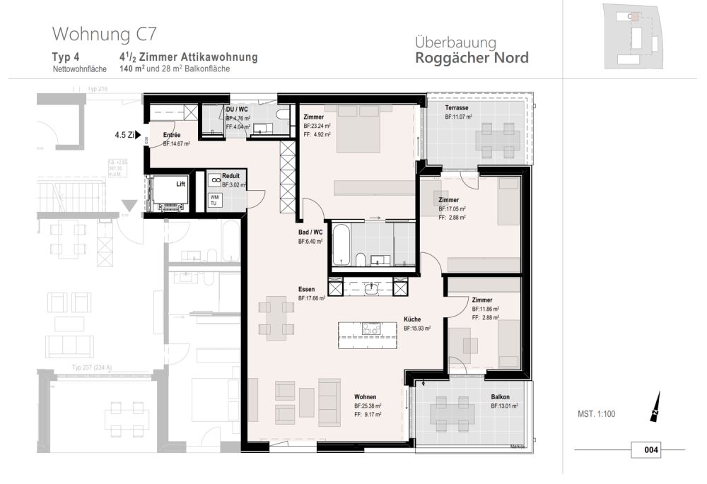 Erstbezug 4 1/2 Zimmer-Attikawohnung in neuer Überbauung Roggächer Nord - Bild 2