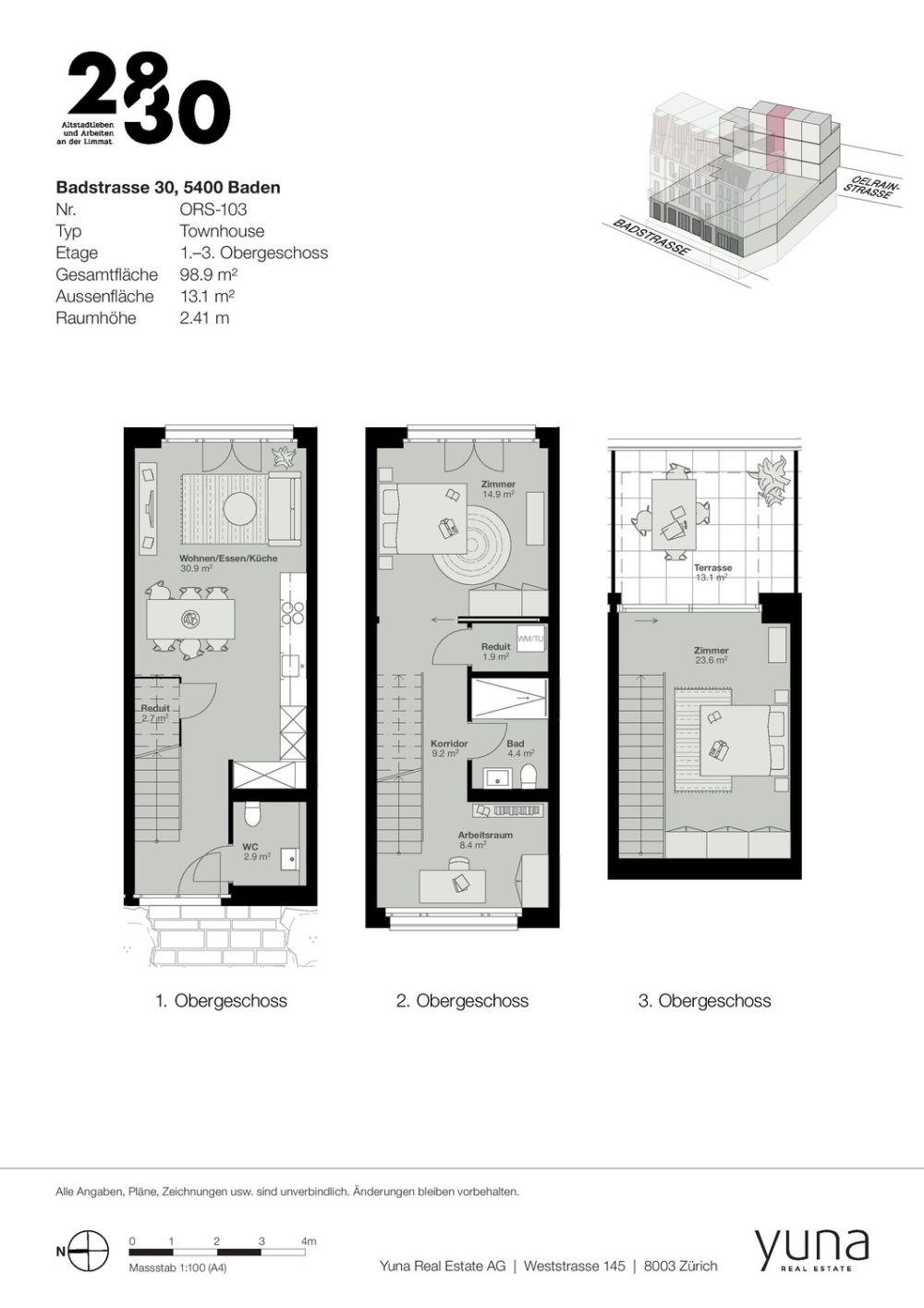 Willkommen in Ihrem neuen Zuhause in Baden - stilvolle Townhouses - Grundriss