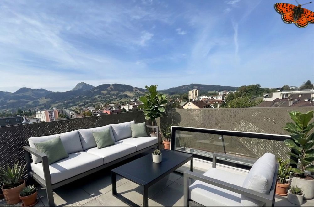 Magnifique loft au coeur de Bulle - Terrasse agencée par l'IA