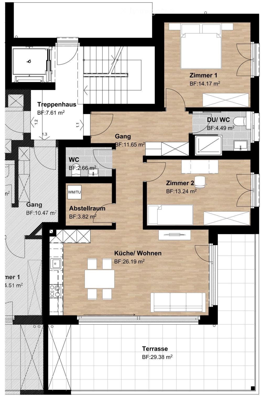 Moderne 3.5-Zimmer-Neubauwohnung mit Balkon in Bazenheid - Bild 2